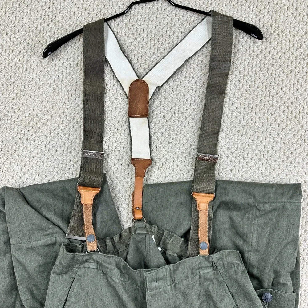 Extra Stark Suspendered Tanker Pants Mens 52/L Green German Military Baggy Cargo